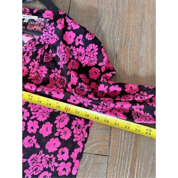 Milly Brooke Floral-Print Chiffon Blouse, Pink Size 8 - Picture 10 of 10